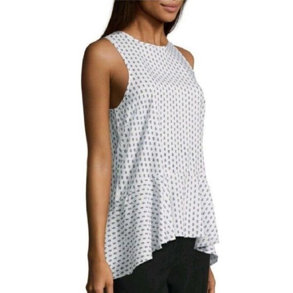 🌟🛍️ LIBBY. EDELMAN buttery soft tank high low peplum ruffle top Large L EUC - Picture 2 of 6